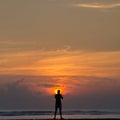 Silhouette of a Man standing at sunrise Royalty Free Stock Photo