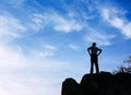 Silhouette of a man at the sunset on the mountain Royalty Free Stock Photo