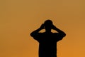 Silhouette man taking photo with mobile phone Royalty Free Stock Photo