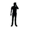 silhouette of man talking on phone. Vector illustration decorative design Royalty Free Stock Photo