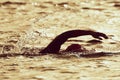 Silhouette man triathlon iron man athlete swimmers Royalty Free Stock Photo