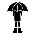 silhouette of a man under an umbrella. Vector illustration