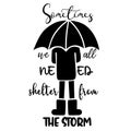 silhouette of a man under an umbrella. Vector illustration