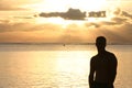Silhouette of a man watching the sunset Royalty Free Stock Photo