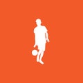 Silhouette man white playing soccer logo design vector graphic symbol icon sign illustration creative idea