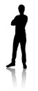 Silhouette of a man who stands. The crossed his arms