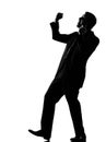 Silhouette man winner on the phone Royalty Free Stock Photo