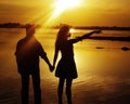 Silhouette the man and woman Royalty Free Stock Photo