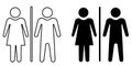 Silhouette of a man and a woman. Couple outline icon. Articles symbol, marriage silhouette, toilet icons, romantic icon isolated