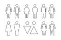 Silhouette of a man and a woman. Couple outline icon. Editable stroke. Articles symbol, marriage silhouette, toilet icons,