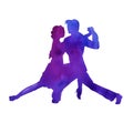 silhouette of a man and a woman dancing tango. isolated. Watercolor