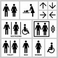 Silhouette Man and Woman public access vector icons set