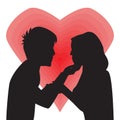 Silhouette Of Man And Women In Love. Vector Illustration