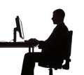 Silhouette of man working computer Royalty Free Stock Photo