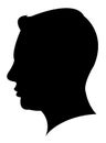 Silhouette of a mans head in black, vector