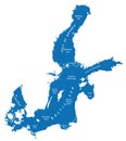 Silhouette map of the baltic sea in Northern europe