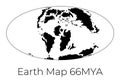 Silhouette of Map of the Earth 66MYA. Monochrome vector illustration of Earth map with black continents and white oceans