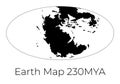 Silhouette of Map of the Earth 230MYA. Monochrome vector illustration of Earth map with black continents and white