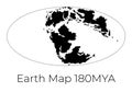 Silhouette of Map of the Earth 180MYA. Monochrome vector illustration of Earth map with black continents and white