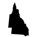 Silhouette of the map of Queensland. Australia Royalty Free Stock Photo