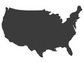 Silhouette map of United States of America Vector illustration Royalty Free Stock Photo