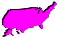 Silhouette map of United States of America vector Royalty Free Stock Photo