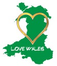 Love Wales Map Silhouette Heart
