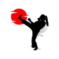 Silhouette martial art poster design isolated