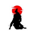 Silhouette martial art poster design vector