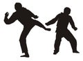 Silhouette of martial arts Royalty Free Stock Photo