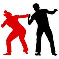 Silhouette of a Martial Arts on a white background Royalty Free Stock Photo