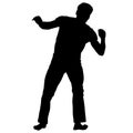 Silhouette of a Martial Arts on a white background Royalty Free Stock Photo