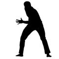 Silhouette of a Martial Arts on a white background Royalty Free Stock Photo