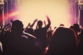 Silhouette massive crowd party concert club music Royalty Free Stock Photo