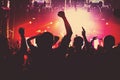 Silhouette massive crowd party concert club music Royalty Free Stock Photo