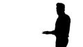 Silhouette Mature Man Talking On Cell Phone Passing By Royalty Free Stock Photo