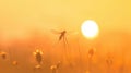 A Silhouette of mayfly at sunset Royalty Free Stock Photo