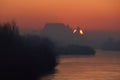 Winter Sunrise On Drava River And Ptuj Castle, Slovenia Royalty Free Stock Photo