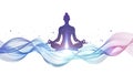 silhouette of a meditating figure surrounded by holographic wave Royalty Free Stock Photo