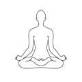 The outline of a silhouette, a meditating person. Illustration of a man in the lotus position Royalty Free Stock Photo