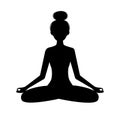 Silhouette of meditating woman. Girl in lotus position practicing yoga, vector illustration Royalty Free Stock Photo