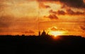 Silhouette of Mediterranean Church at Sunset