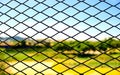 A silhouette of Metallic wired Fence seamless pattern with nature