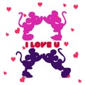 Silhouette of Mickey Mouse boy and girl kissing, an illustrati