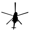 Silhouette of a military helicopter vector illustration isolated on white background. Royalty Free Stock Photo