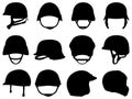 Set of military helmet silhouette vector art