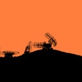 Silhouette military radar dish. Vector illustration Royalty Free Stock Photo