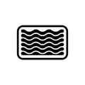 Silhouette Minced meat in tray. Outline icon of industrial packaging of semi-finished meat products. Black simple illustration of