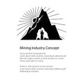 Silhouette Miner and Mountain and Text