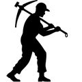 Silhouette of a Miner with Pickaxe Vector for Industrial and Mining Illustrations Royalty Free Stock Photo